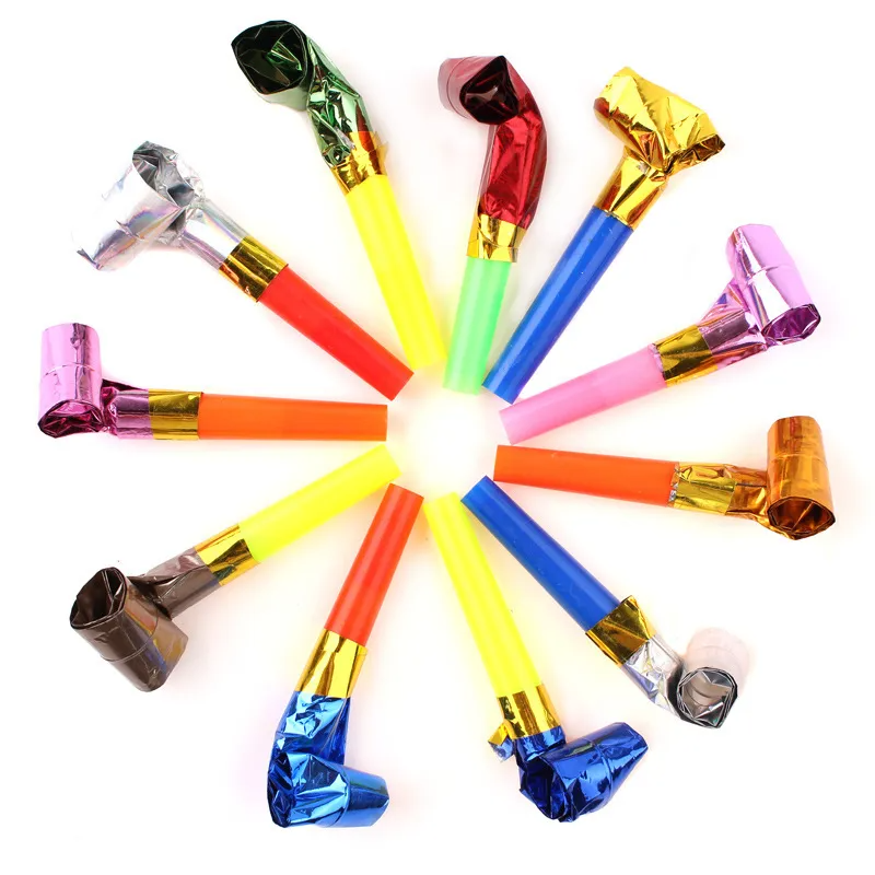 Mini Birthday Party Long Nose Whistles – Colorful Blowing Noisemakers (8-Pack)