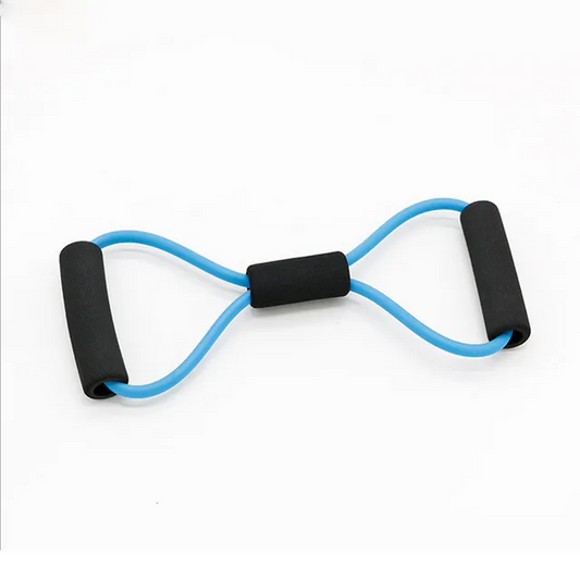 Latex Figure-8 Resistance Band Chest Expander with Foam Handles – Full Body Fitness Trainer