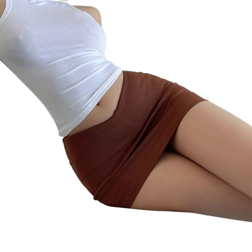 Junior Girl's Solid Color Low Waist Mini Skirt with Built-In Shorts – Elegant & Versatile Design