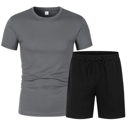 Men’s Casual Sportswear Set – Short Sleeve T-Shirt & Drawstring Shorts