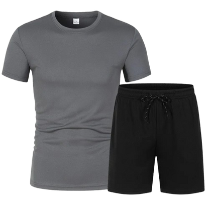 Men’s Casual Sportswear Set – Short Sleeve T-Shirt & Drawstring Shorts