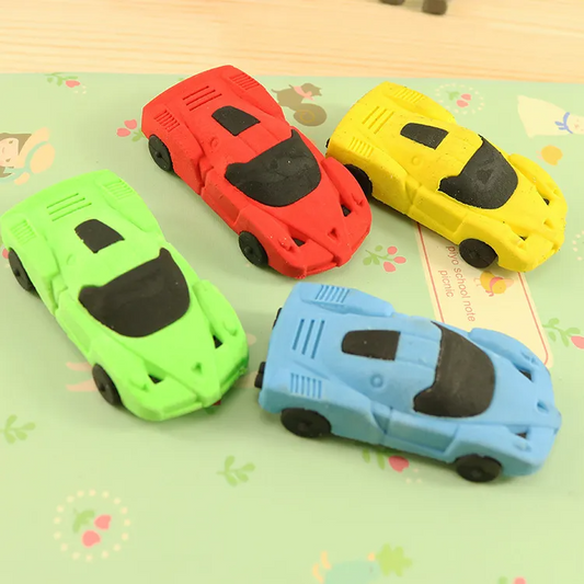 Safe Haven & CO Racing Car Eraser Set – 4-Pack Fun Shaped School Erasers
