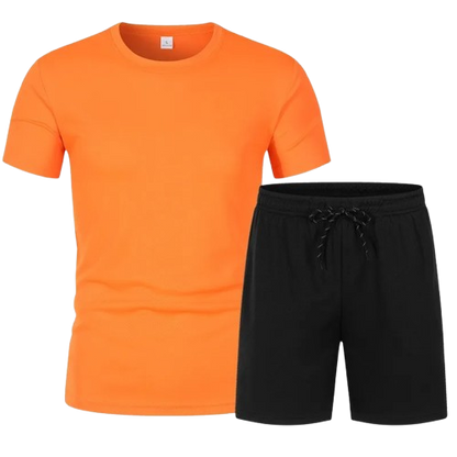 Men’s Casual Sportswear Set – Short Sleeve T-Shirt & Drawstring Shorts