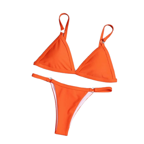 Solid Color Triangle Bikini Set – Two-Piece Swimwear (Sizes S–XL)