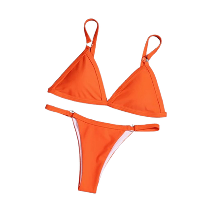 Solid Color Triangle Bikini Set – Two-Piece Swimwear (Sizes S–XL)