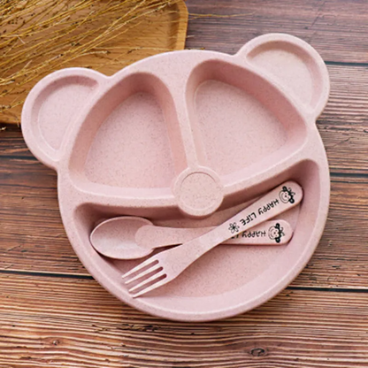 Bear-Shaped Kids Tableware Set with Spoon & Fork