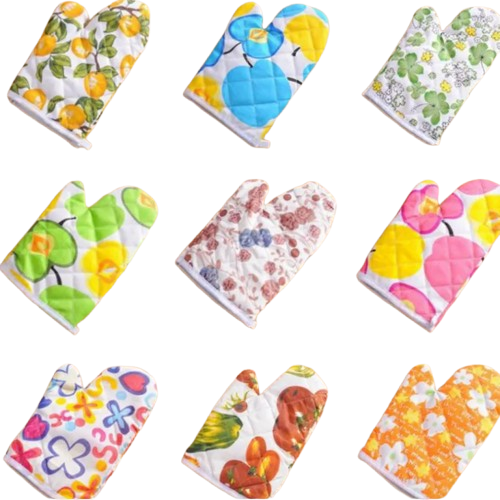 Heat-Resistant Cotton Oven Mittens - 2 Pack