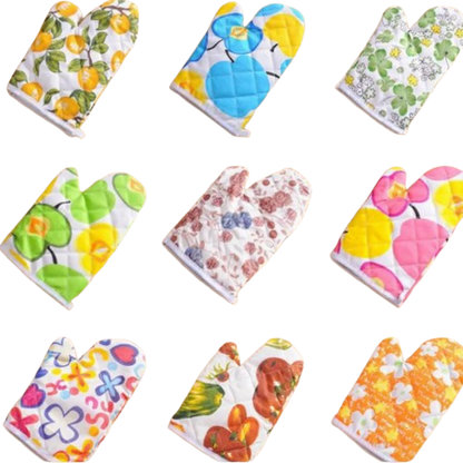 Heat-Resistant Cotton Oven Mittens - 2 Pack