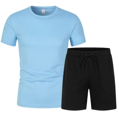 Men’s Casual Sportswear Set – Short Sleeve T-Shirt & Drawstring Shorts