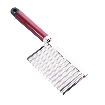 Stainless Steel Crinkle Cutter Potato Slicer – Wavy Vegetable Chopper with Handle