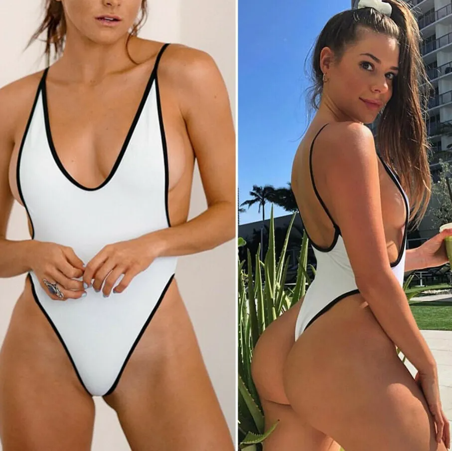 Women’s Solid High-Cut One-Piece Swimsuit – Spaghetti Strap