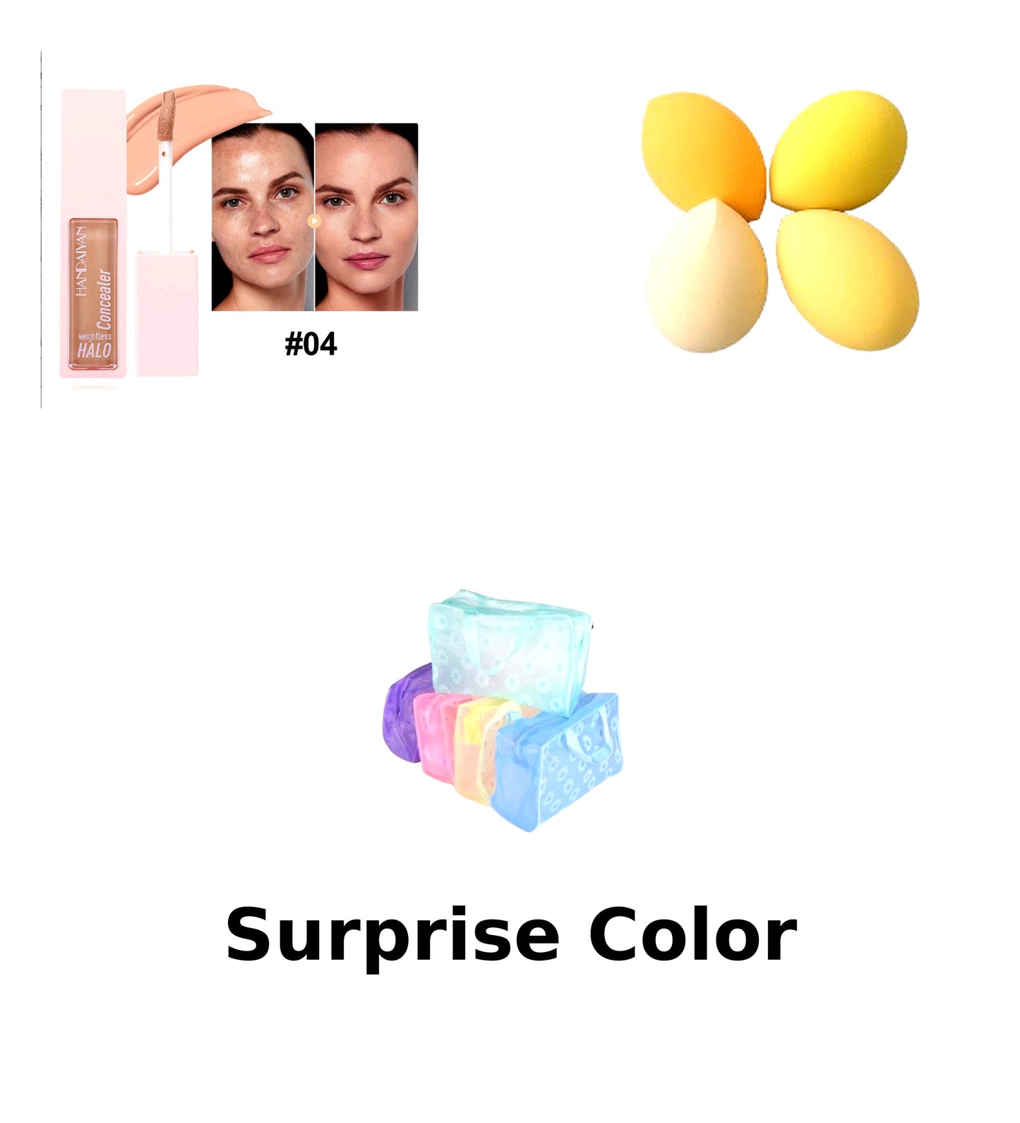 Handaiyan Concealer & Makeup Sponge Bundle with Surprise Cosmetic Bag