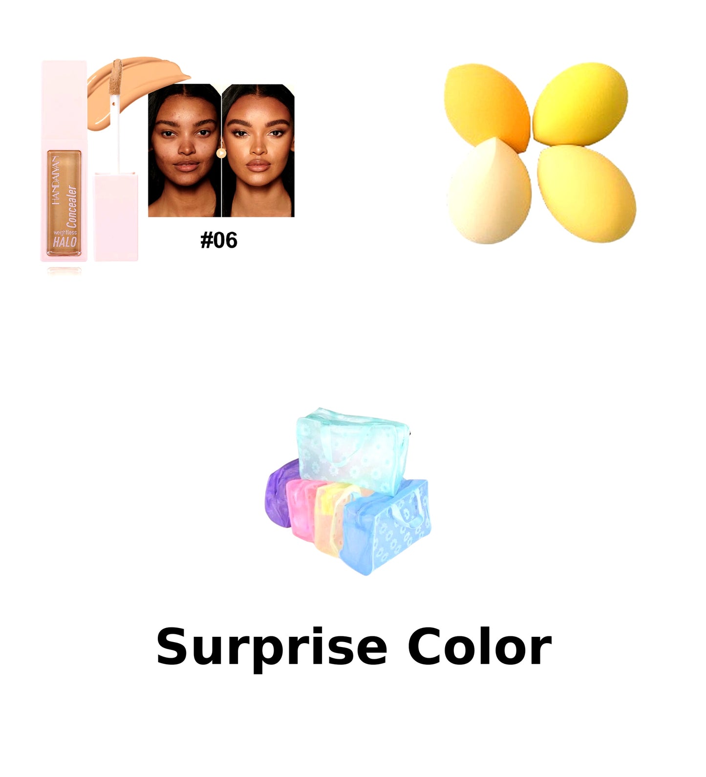 Handaiyan Concealer & Makeup Sponge Bundle with Surprise Cosmetic Bag