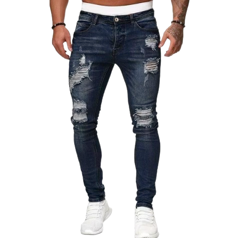 Men’s Distressed Skinny Fit Ripped Denim Jeans
