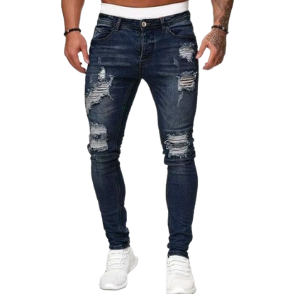 Men’s Distressed Skinny Fit Ripped Denim Jeans