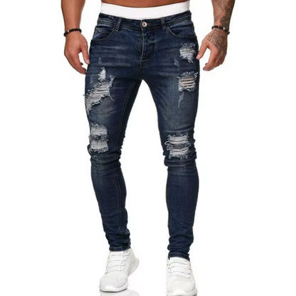 Men’s Distressed Skinny Fit Ripped Denim Jeans