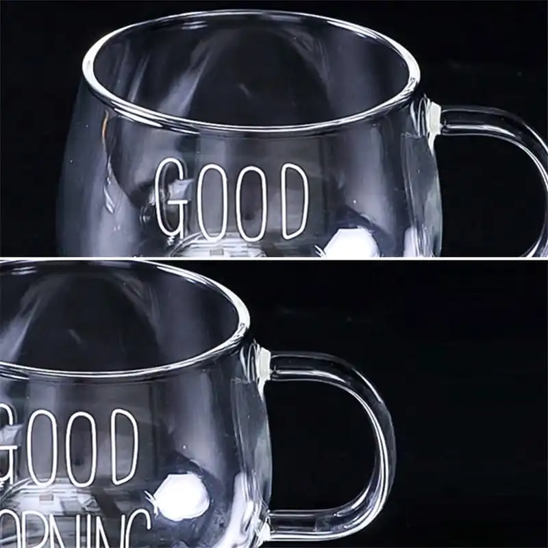"Good Morning" Pattern Pot Belly Breakfast Mug