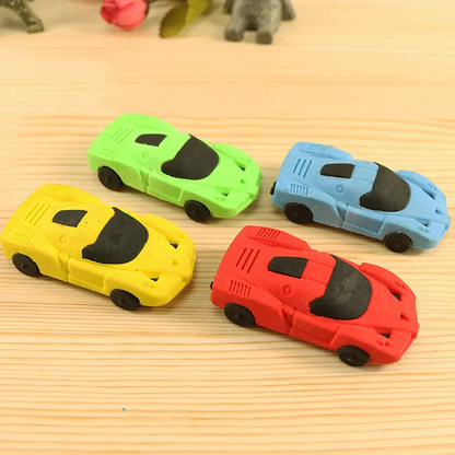 Safe Haven & CO Racing Car Eraser Set – 4-Pack Fun Shaped School Erasers