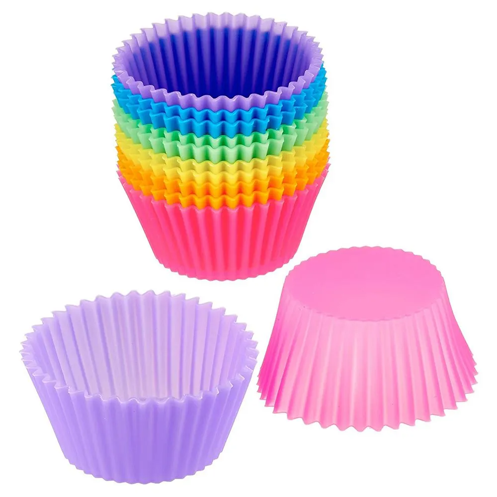 Colorful Silicone Muffin Cups – Reusable Round Cupcake Baking Molds (6-Pack)