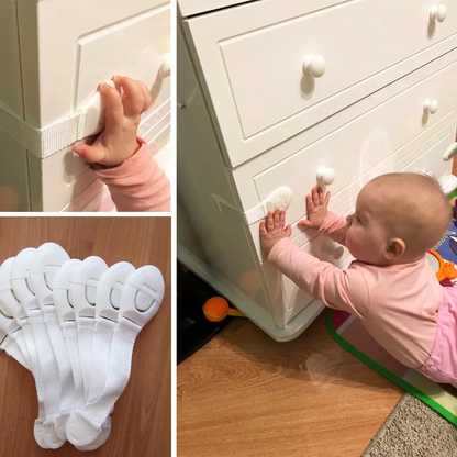 5-Pack Child Safety Cabinet & Drawer Strap Locks – Adhesive Baby Proofing Security Latches