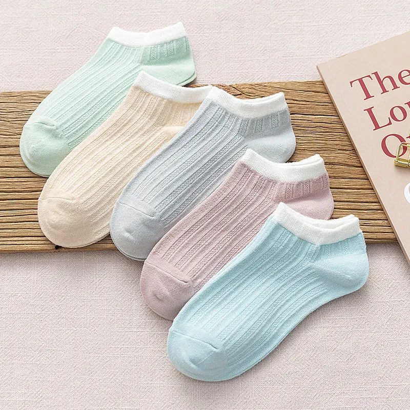 Ankle Candy Pastel Socks, Lightweight Breathable Low-Cut (5 Pack), Size 5-9