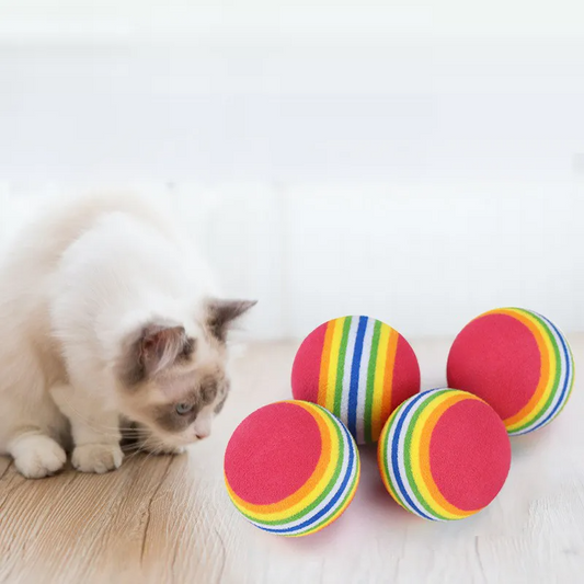 3-Pack Soft Rainbow Foam Ball for Cats