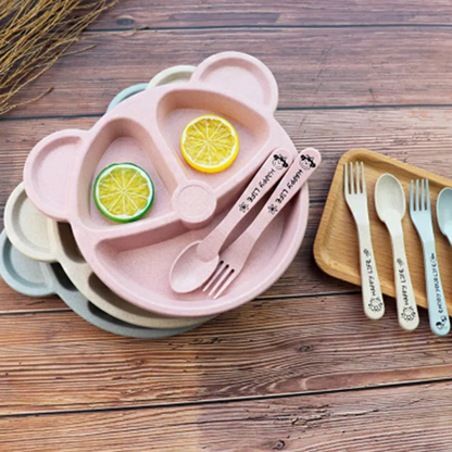 Bear-Shaped Kids Tableware Set with Spoon & Fork