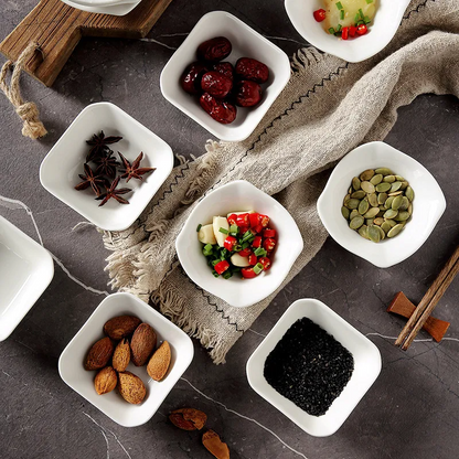 Elegant Mini Dipping Bowls, Square and Wavy Edge, 2 Pack