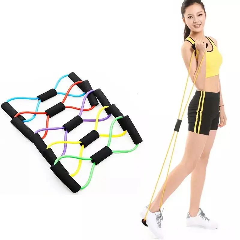 Latex Figure-8 Resistance Band Chest Expander with Foam Handles – Full Body Fitness Trainer