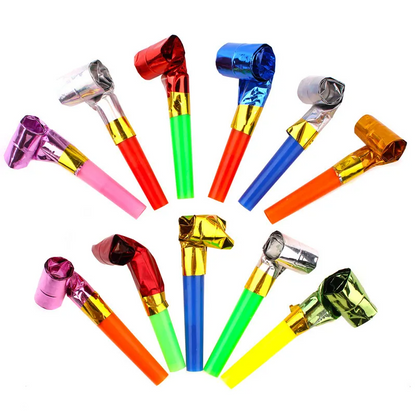 Mini Birthday Party Long Nose Whistles – Colorful Blowing Noisemakers (8-Pack)