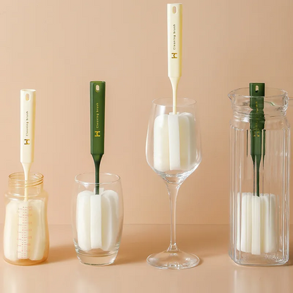 2-Pack Long Handle Sponge Bottle & Glass Cleaning Brush