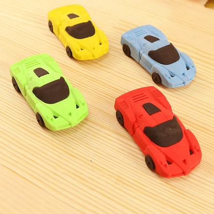 Safe Haven & CO Racing Car Eraser Set – 4-Pack Fun Shaped School Erasers