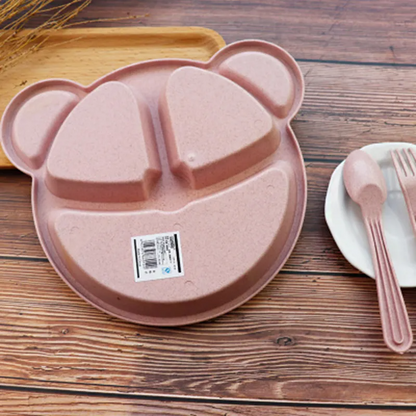 Bear-Shaped Kids Tableware Set with Spoon & Fork