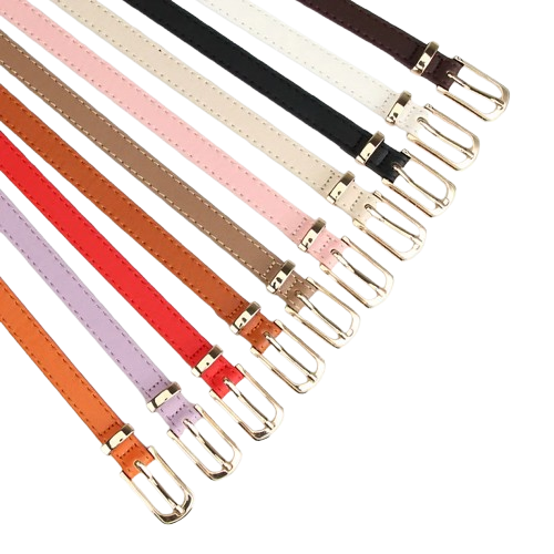 Girl’s Fashion Multicolor Thin Belt with Alloy Pin Buckle – One Size Fits Most 28"-38" Waist