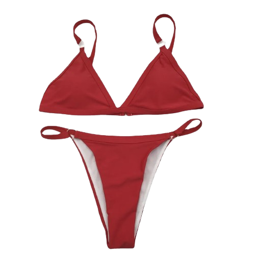 Solid Color Triangle Bikini Set – Two-Piece Swimwear (Sizes S–XL)