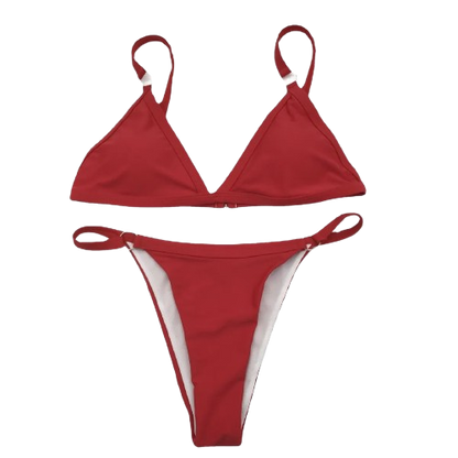 Solid Color Triangle Bikini Set – Two-Piece Swimwear (Sizes S–XL)