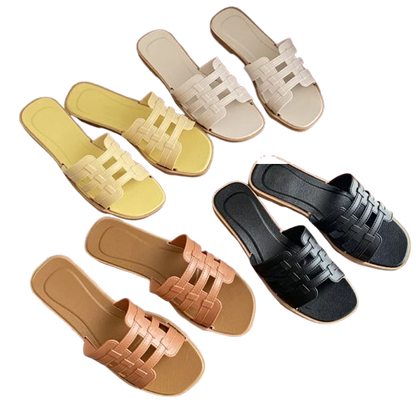 Women’s Woven Square-Toe Slide Sandals