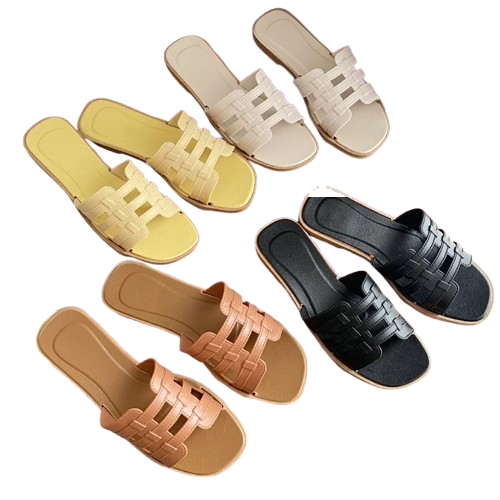 Safe Haven & CO Women’s Woven Square-Toe Slide Sandals