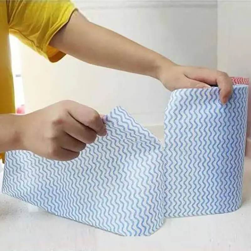 4-Pack (50pcs/Roll) Simple Kitchen Disposable Non-woven Dish Towel