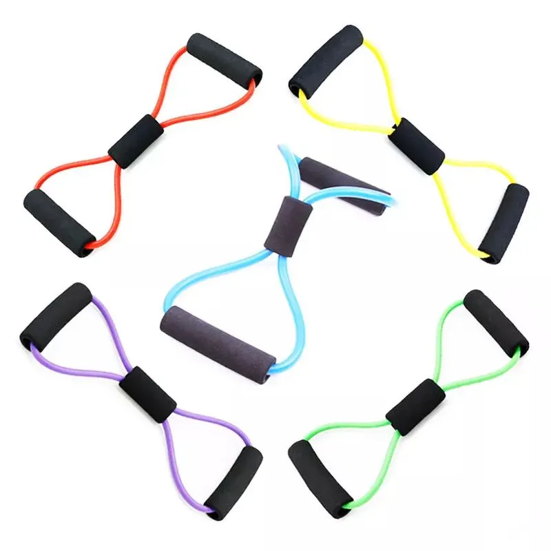Latex Figure-8 Resistance Band Chest Expander with Foam Handles – Full Body Fitness Trainer