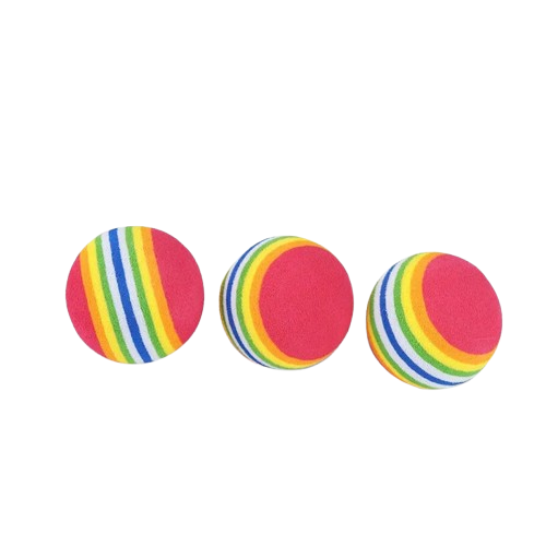 3-Pack Soft Rainbow Foam Balls for Cats