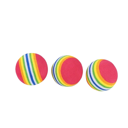 3-Pack Soft Rainbow Foam Balls for Cats