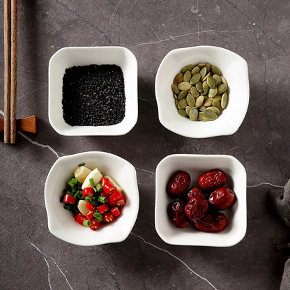 Elegant Mini Dipping Bowls, Square and Wavy Edge, 2 Pack