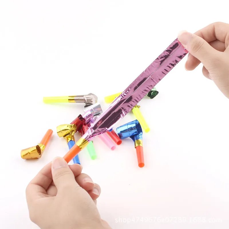 Mini Birthday Party Long Nose Whistles – Colorful Blowing Noisemakers (8-Pack)