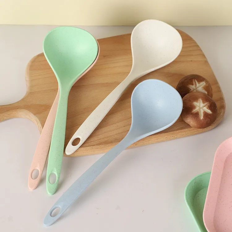 4-Pack Solid Color Kitchen Ladle Spoon with Hanging Hole