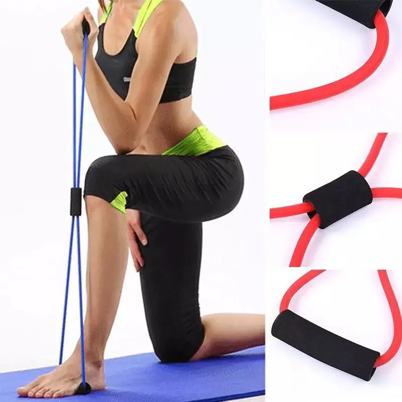 Latex Figure-8 Resistance Band Chest Expander with Foam Handles – Full Body Fitness Trainer