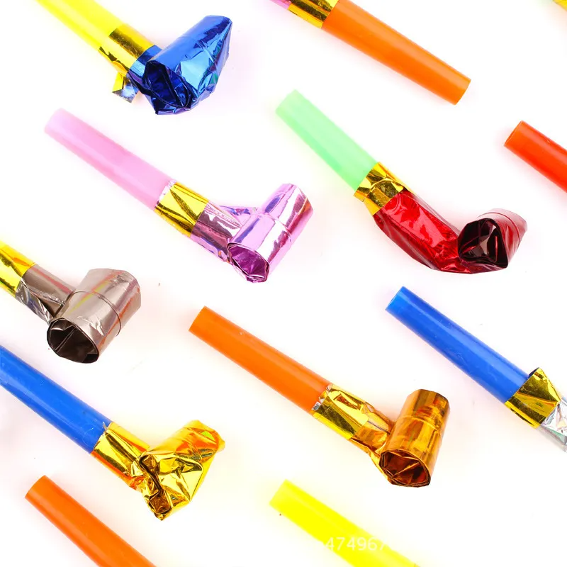 Mini Birthday Party Long Nose Whistles – Colorful Blowing Noisemakers (8-Pack)