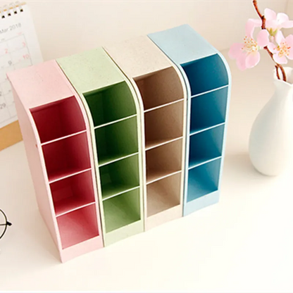 Four-Grid Desktop Pen Holder Organizer – Rectangular Office & School Storage Box