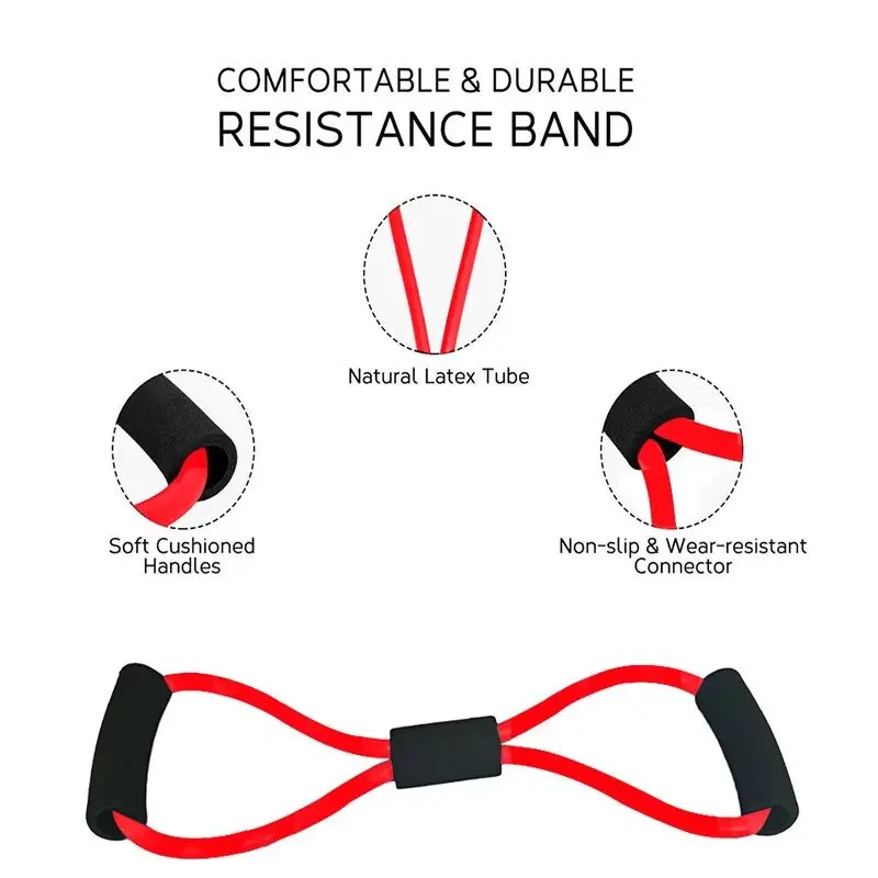 Latex Figure-8 Resistance Band Chest Expander with Foam Handles – Full Body Fitness Trainer
