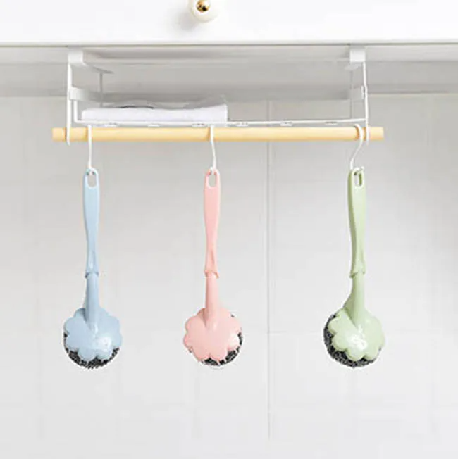 Long Handle Steel Wire Dishwashing Scrubber Brushes – Flower-Shaped Kitchen Cleaning Brush – 3-Pack